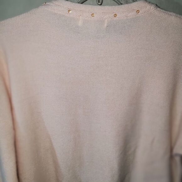 Pink Angora Sequin Sweater Womens Medium Wool Blend Winterwear Pastel Feminine - Picture 10 of 12